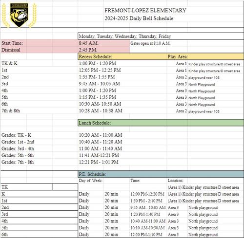 24-25 Bell Schedule